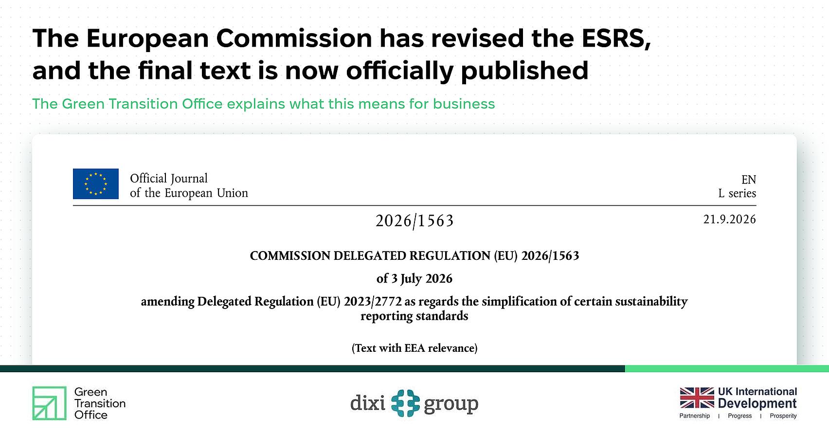 Revised ESRS officially published in the Official Journal of the EU